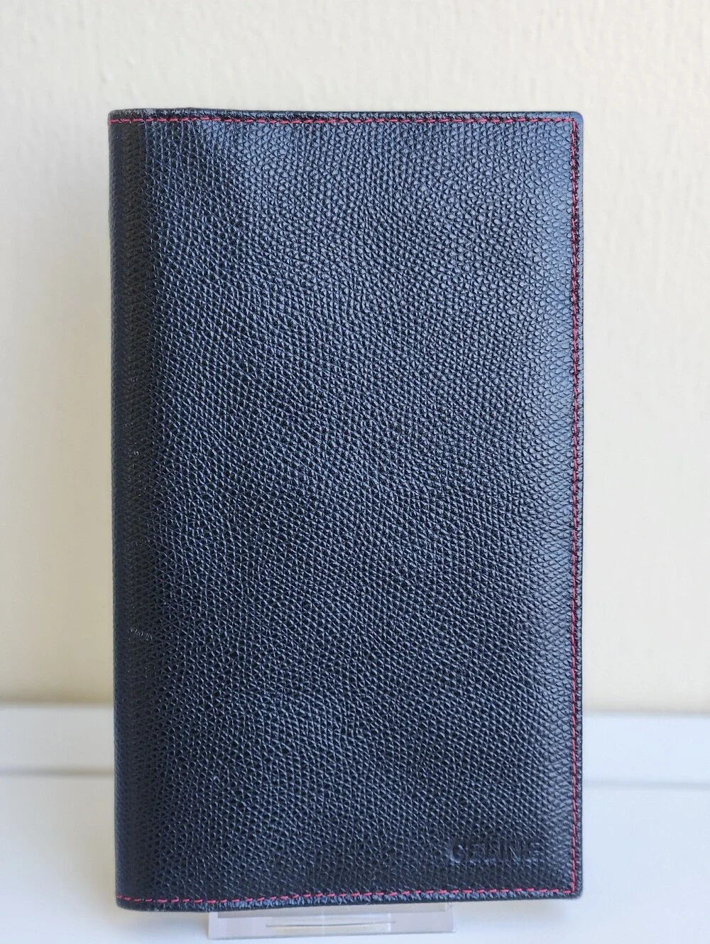 Celine Paris Red Leather Card/ Passport Holder/long Bifold Wallet